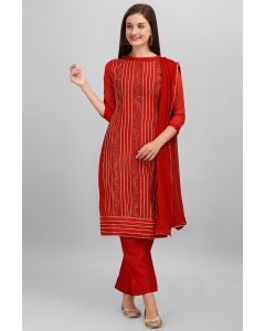 Red Chanderi Festival Wear Embroidered Salwar Kameez
