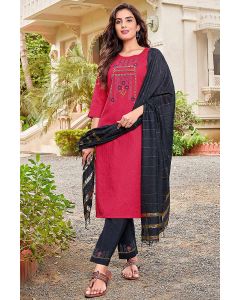 Red Designer Diwali Wear Heavy Cotton Salwar Suit