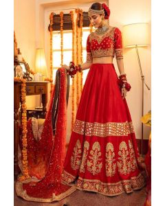 Red Heavy Designer Bridal Wear Lehenga Choli