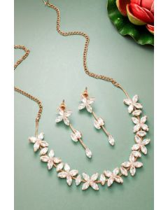 Rose-Gold Choker Necklace and Earrings Set - Appelle Fashion
