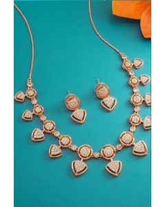 Rose Gold-Plated AD Studded Jewellery Set