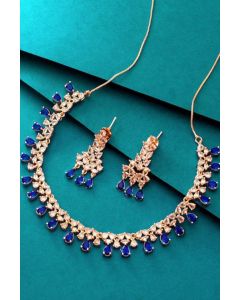 Rose Gold-Plated and AD Stone-Studded Choker Jewellery Set