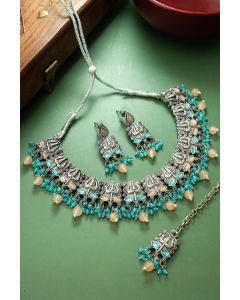 Silver-Plated Stone-Studded Jewellery Set - Appelle Fashion