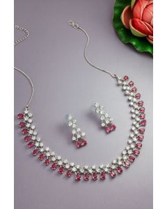 Silver Stone Studded Choker Jewellery Set - Appelle Fashion
