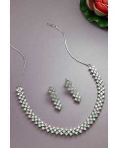 Stone Studded Necklace and Earrings Set - Appelle Fashion