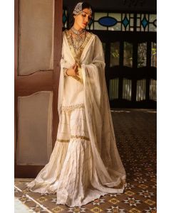 White Designer Bridal Wear Sharara Suit