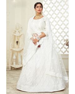 White Heavy Net with Art Silk Stylish Party Wear Lehenga Choli with Dupatta