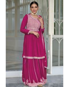 Women Premium Silk Sharara Suit in Pink Color