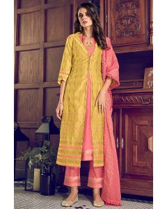 Yellow Chanderi Silk Salwar Suit For Haldi Ceremony
