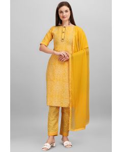 Yellow Cotton Slub Festival Wear Salwar Kameez