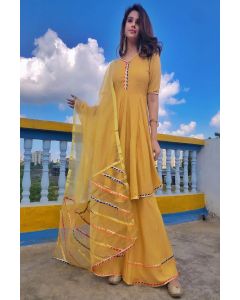 Yellow Designer Haldi Wear Sharara Suit