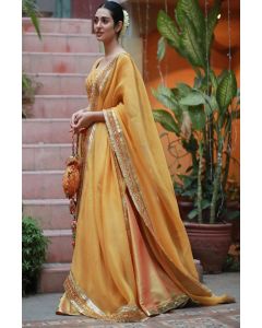 Yellow Designer Silk Lehenga Choli for Haldi Function with Embroidery