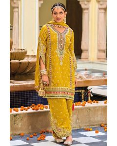 Yellow Premium Silk Embroidered Salwar Kameez