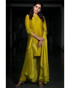 Yellow Silk Churidar Salwar Suit For Haldi Ceremony
