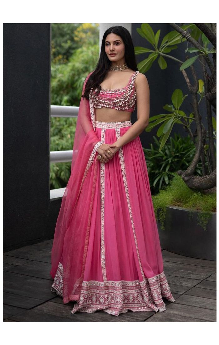 Amyra Dastur Pink Ethnic Lehenga Choli with Intricate Embroidery