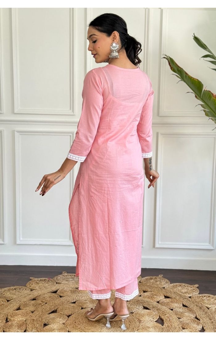 Blush Pink Cotton Chikankari Salwar Suit with Nazmin Dupatta – Wedding & Festive Wear
