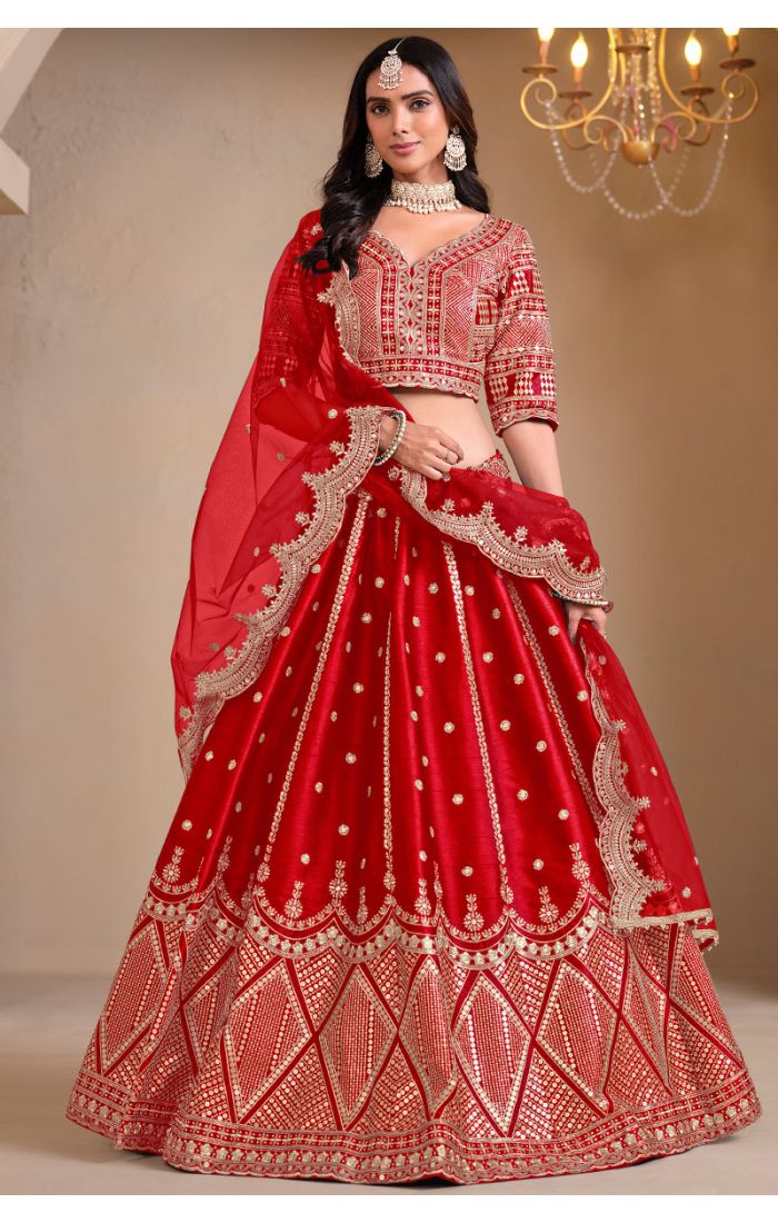 Deep plum art silk lehenga with zari and mirror embroidery – Appelle Fashion UK
