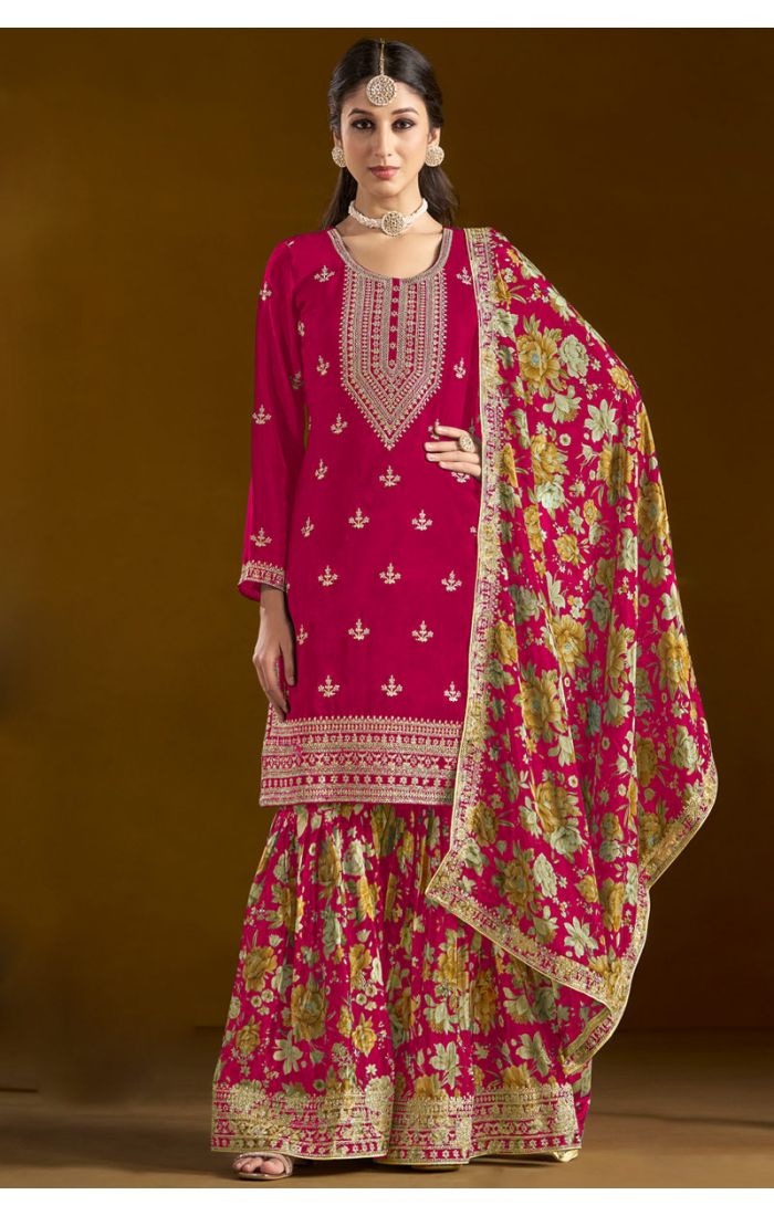 Detailed shot of dupatta and bottom flare of Maroon suit