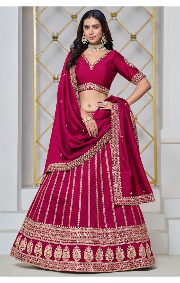 Maroon Gold Embroidered Lehenga Choli with Net Dupatta - Perfect for Weddings and Festive Occasions