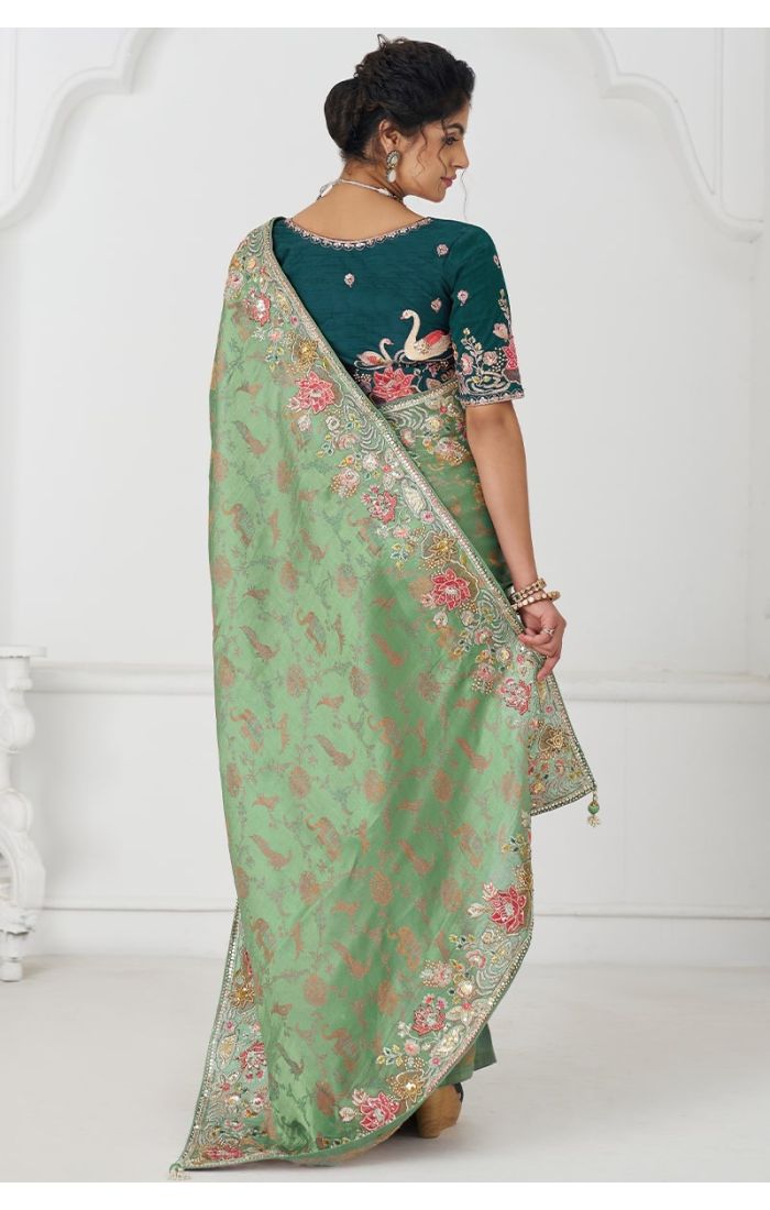  Back View of Pink Saree for Festivals