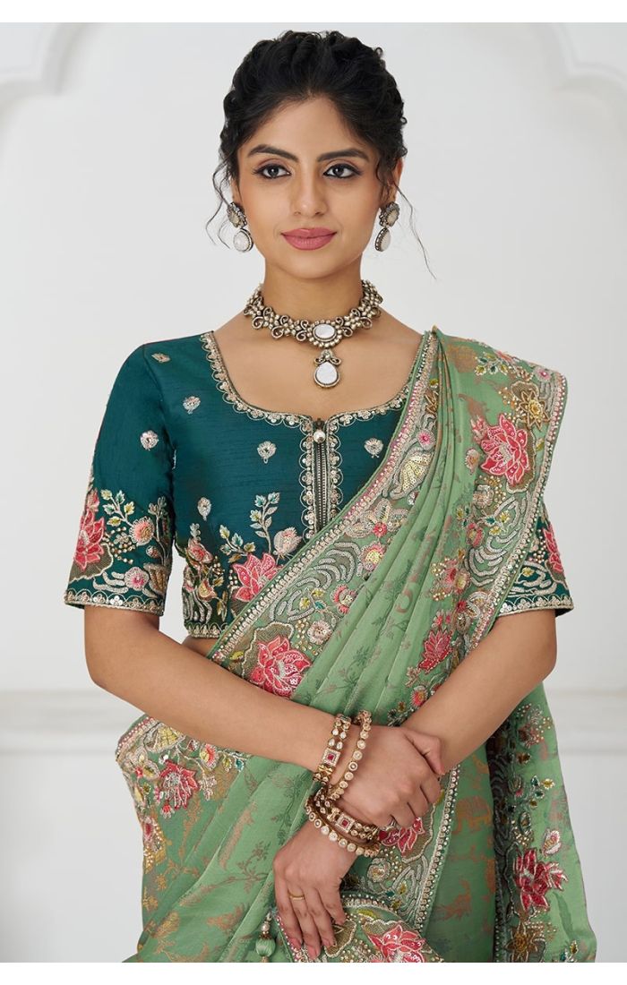  Close-Up of Embroidery on Pink Silk Saree