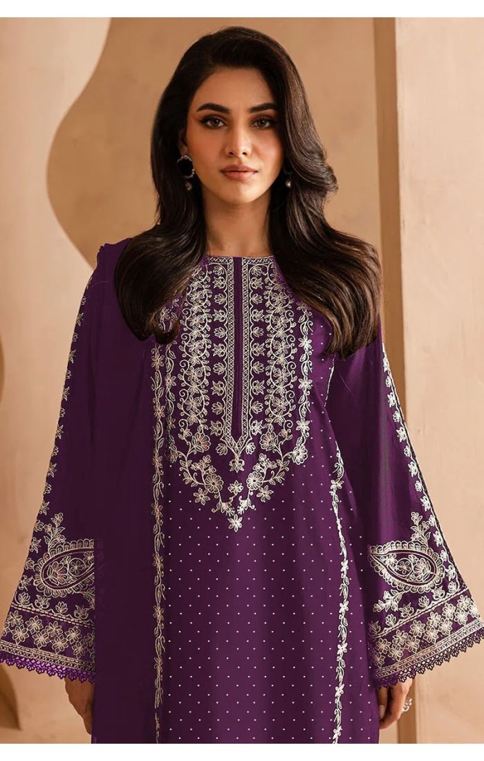 Purple Georgette Embroidered Straight Salwar Suit – Wedding & Festive Wear