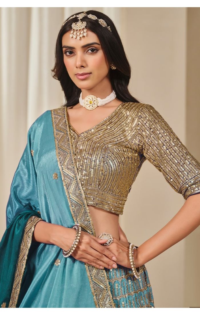  Close-up of neckline and sleeve embroidery work