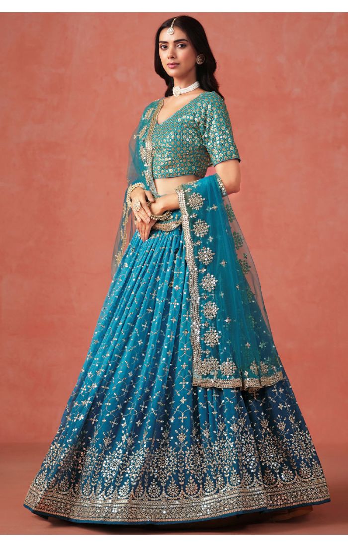 Indian Wedding Lehenga for Mehendi Ceremony – Side View