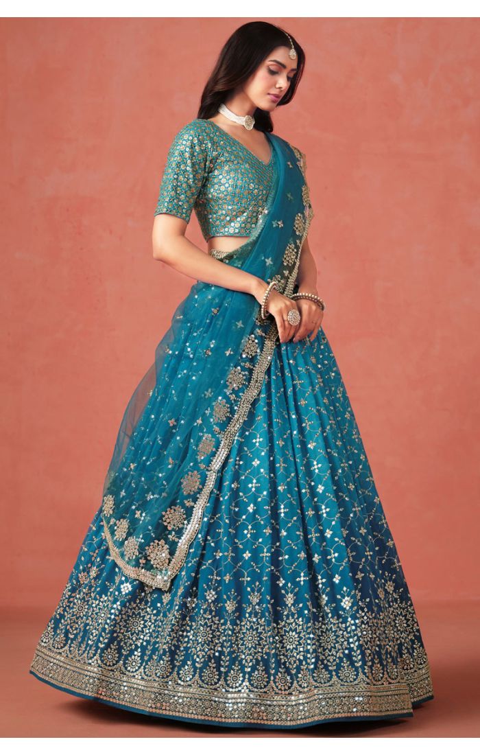 Indian Wedding Lehenga for Mehendi Ceremony – Side View
