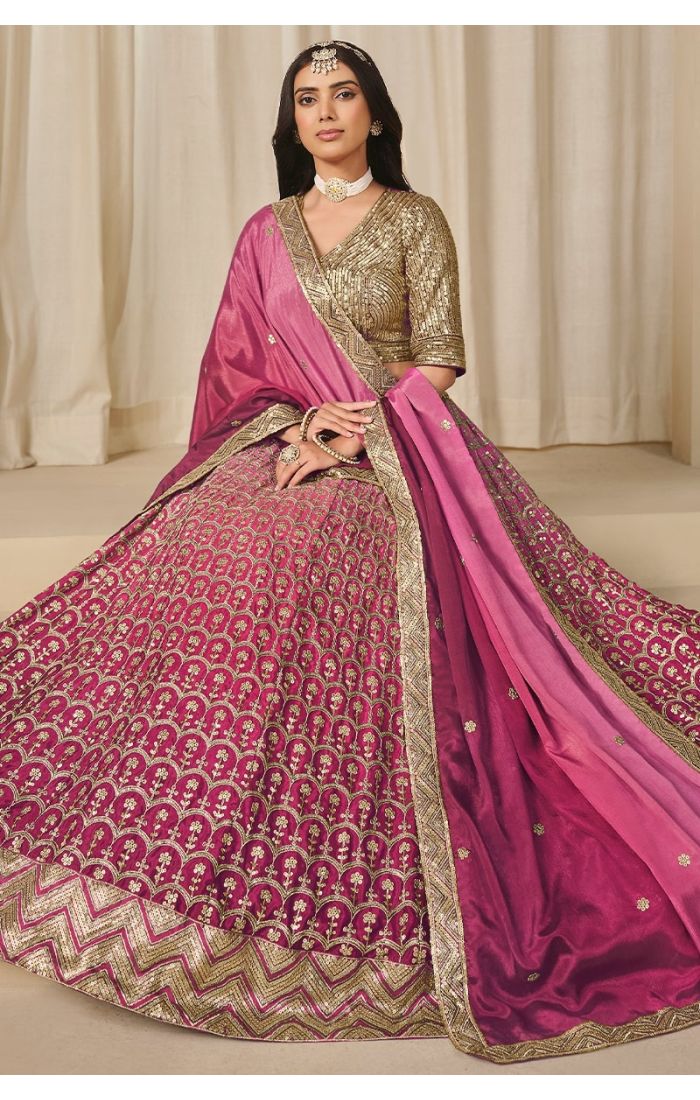  Flared lehenga bottom with thread & sequin work