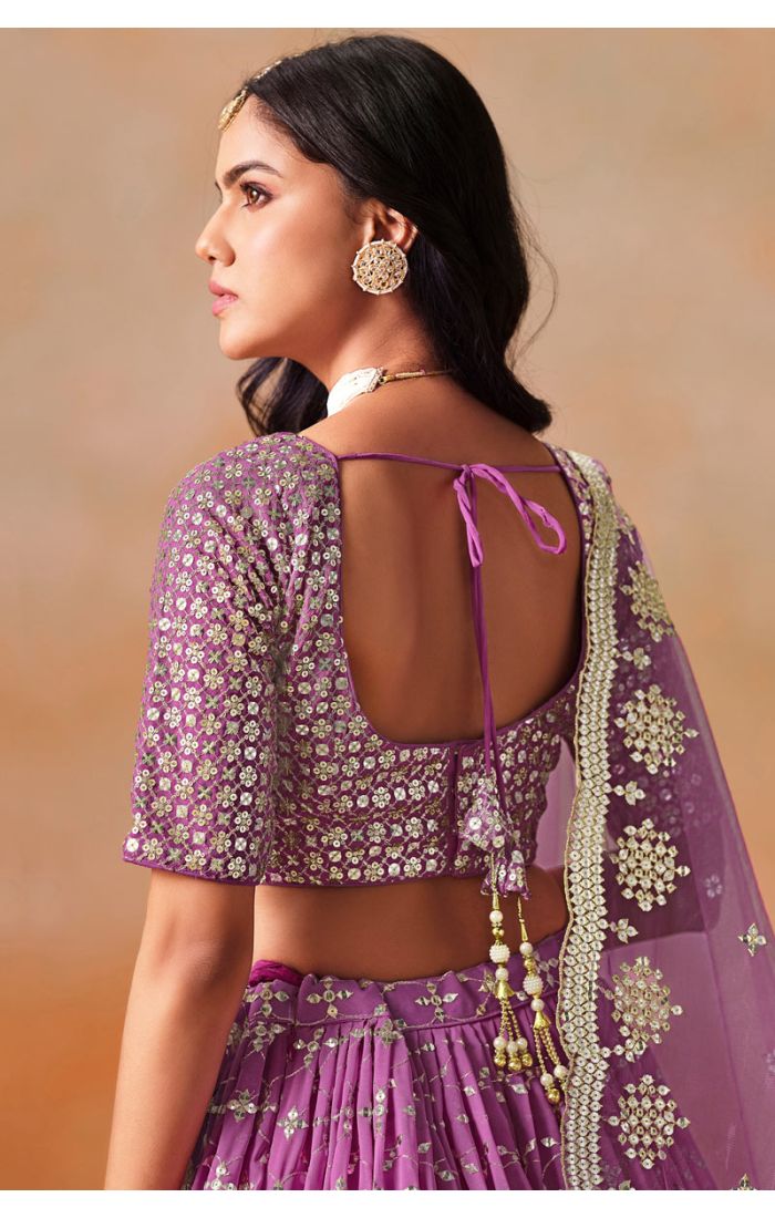 Rani Pink Bridal Lehenga Back-Shoot with Thread and Zari Work