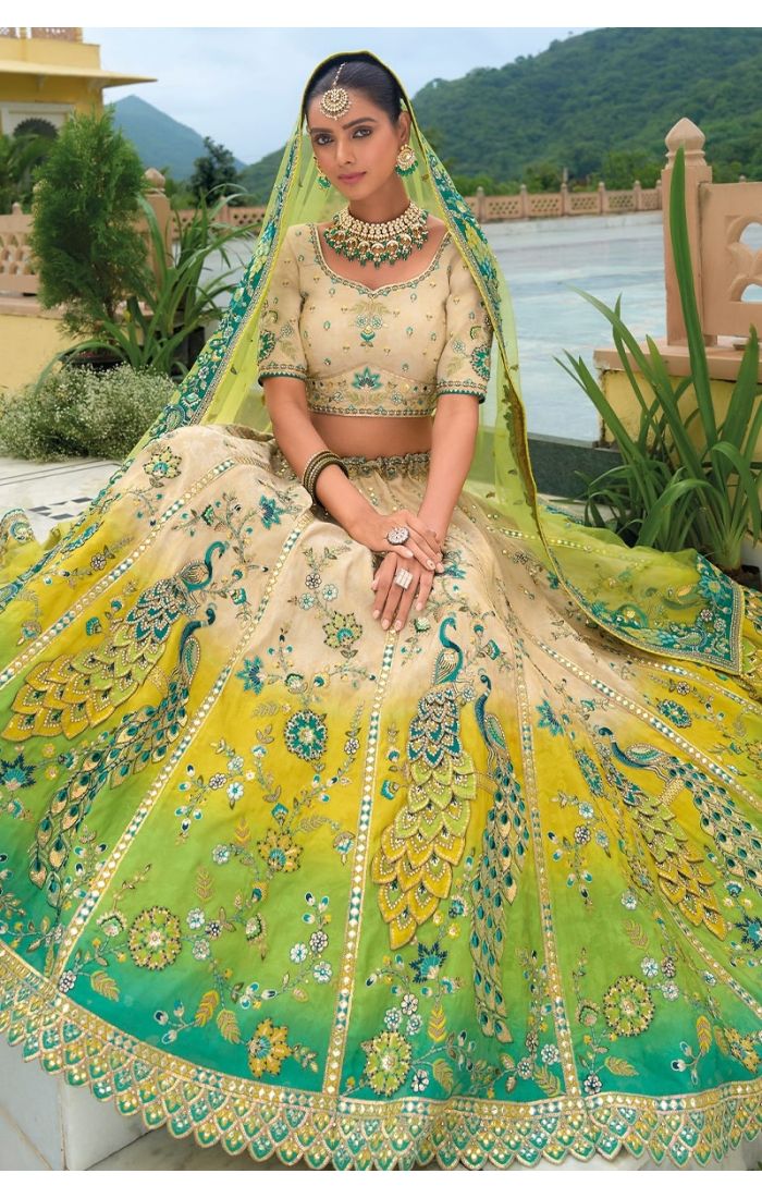 Regal Peacock Banarasi Lehenga for Brides – Traditional Indian Wedding Outfit for USA & Europe