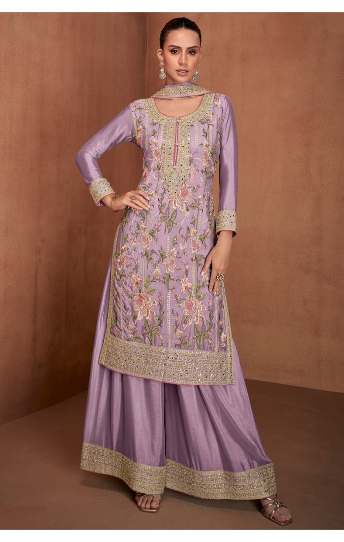 Buy Regal Purple Chinon Silk Embroidered Salwar Suit – Festive & Wedding Wear online - SALV5693 | Appelle Fashion 