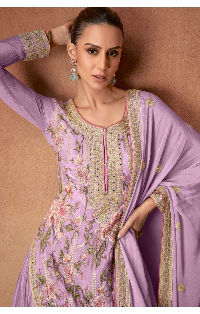 Buy Regal Purple Chinon Silk Embroidered Salwar Suit – Festive & Wedding Wear online - SALV5693 | Appelle Fashion 