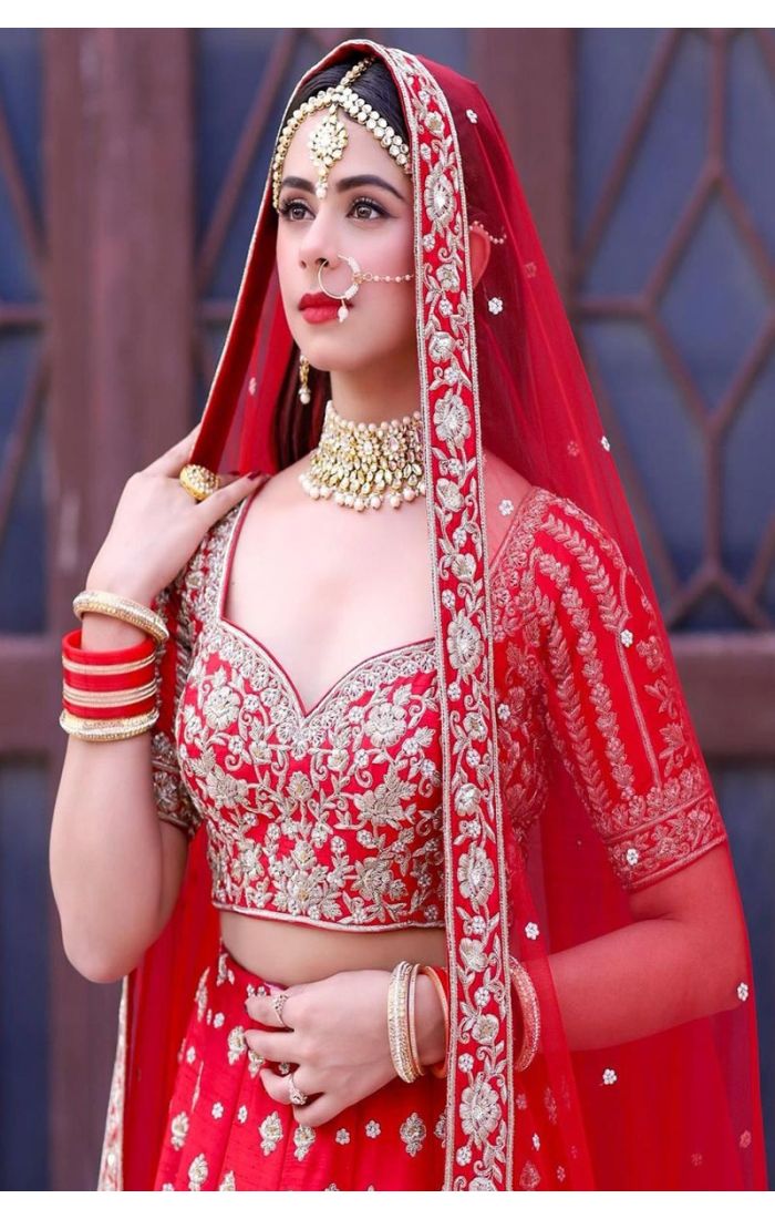 Ritika Badiani Red Bridal Wear Lehenga Choli with Intricate Embroidery