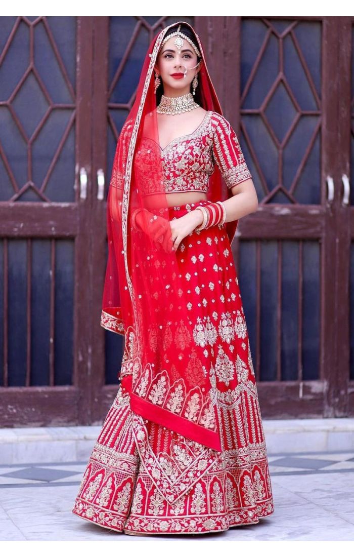 Ritika Badiani Red Bridal Wear Lehenga Choli with Intricate Embroidery