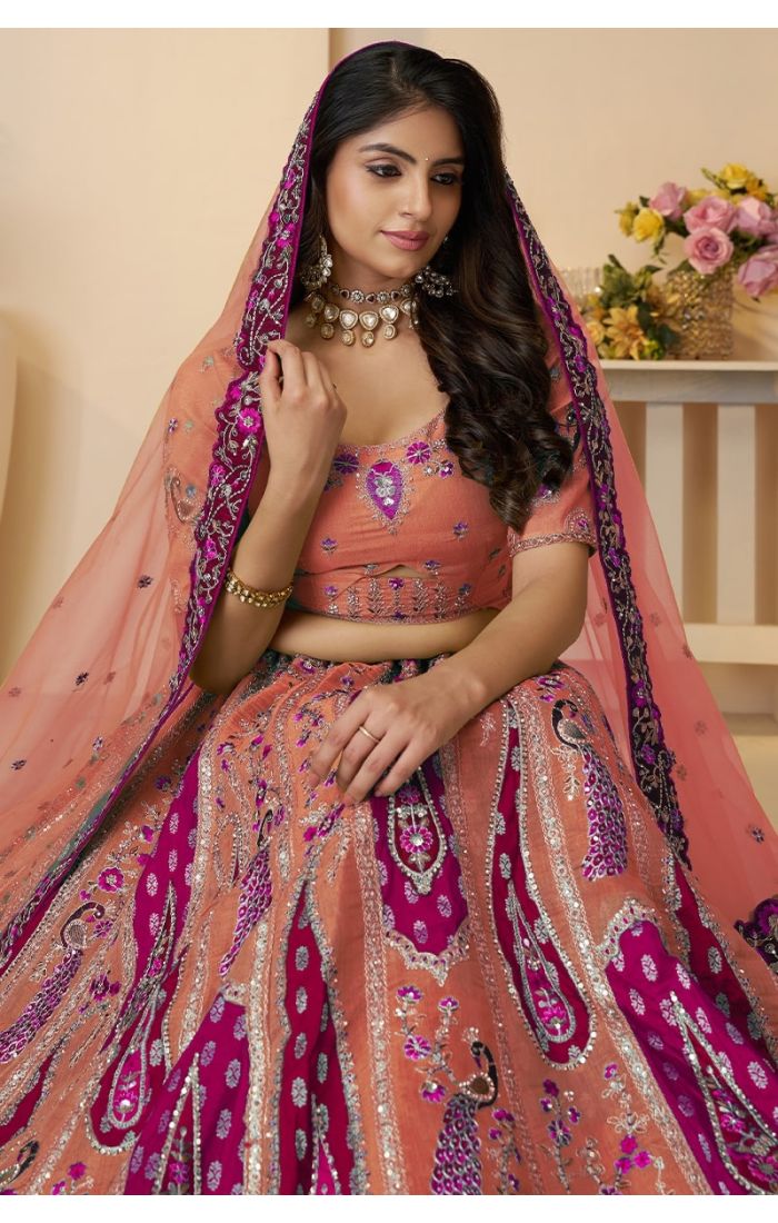 Intricate Hand Embroidery Close-Up – Bridal Lehenga for Weddings