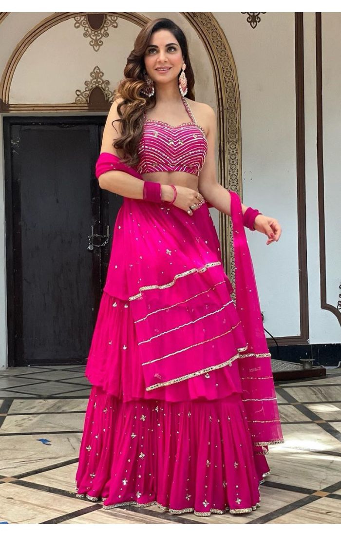 Shraddha Arya Pink Designer Lehenga with Embroidery
