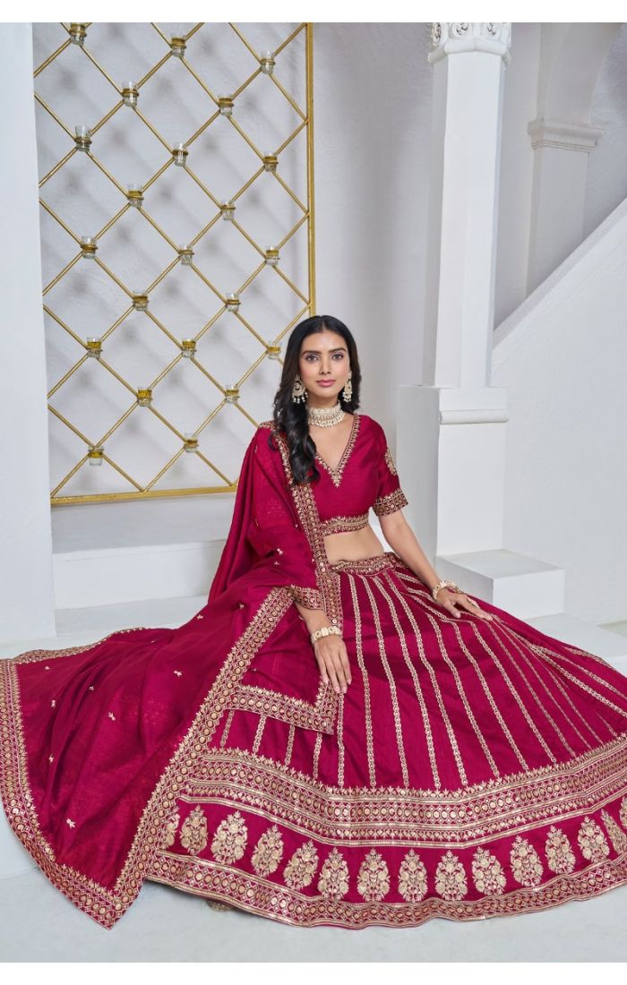 Maroon Gold Embroidered Lehenga Choli with Net Dupatta - Perfect for Weddings and Festive Occasions