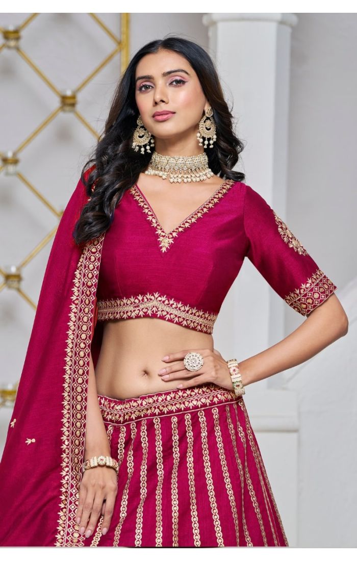 Maroon Gold Embroidered Lehenga Choli with Net Dupatta - Perfect for Weddings and Festive Occasions