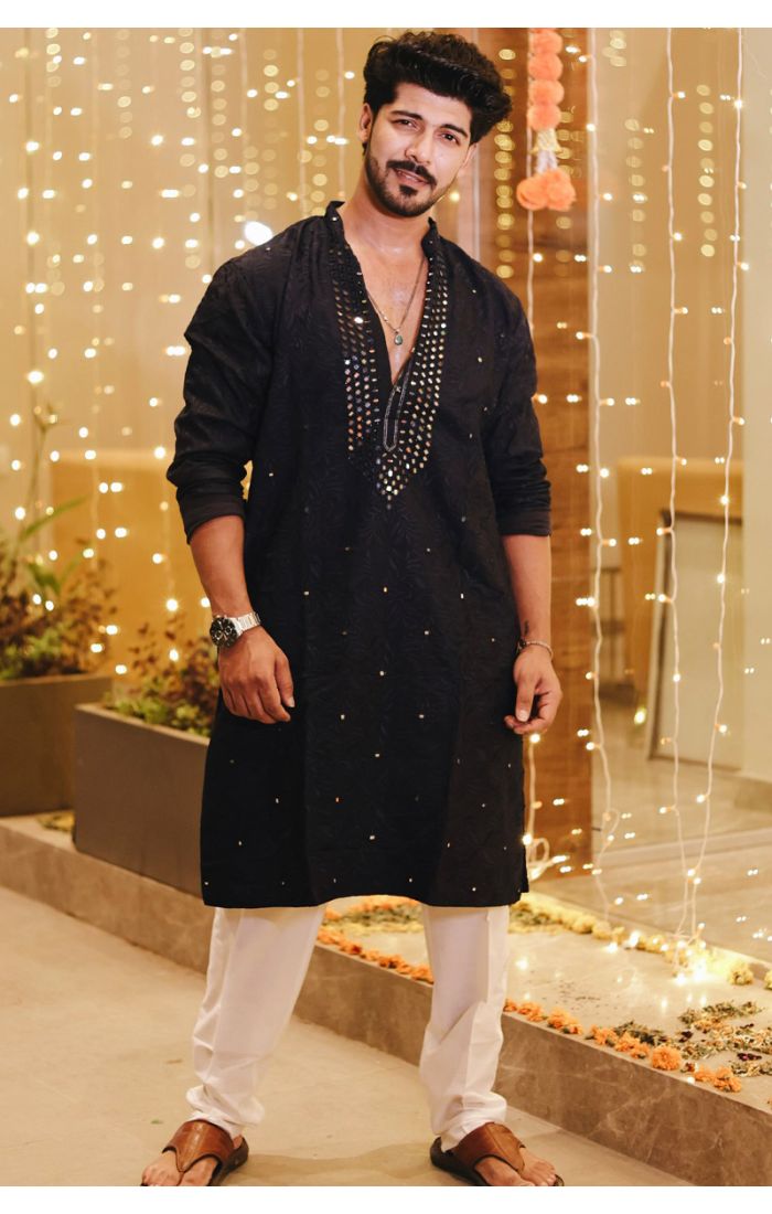 Men’s Designer Black Kurta Pajama for Eid Celebrations in the UK