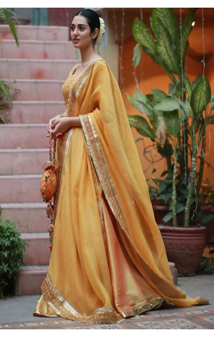 Yellow Designer Silk Lehenga Choli for Haldi Function with Embroidery